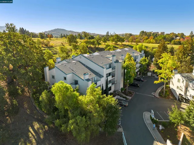 an aerial view of residential houses with outdoor space and street view