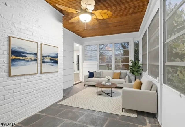 a building outdoor space with patio furniture