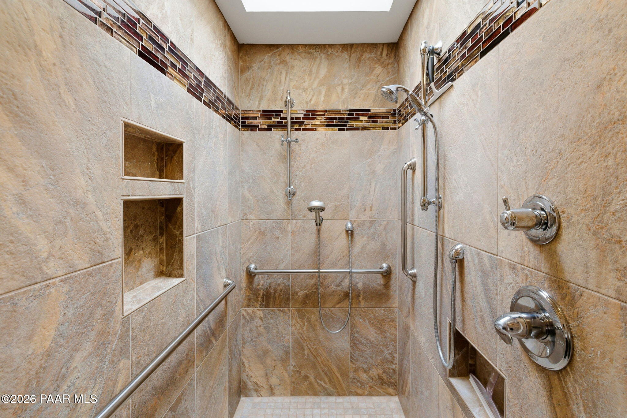 2405 North Williamson Valley Road Prescott, AZ 86305 - Photo 33 of 79 a bathroom with a granite countertop shower a mirror and tub