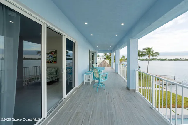 a view of balcony with seating space