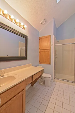 a bathroom with a toilet a sink and mirror