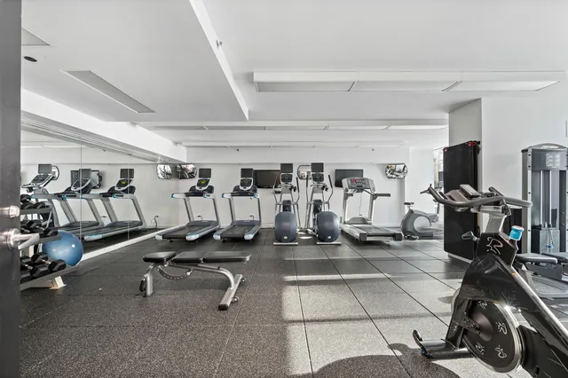 a view of a room with gym equipment