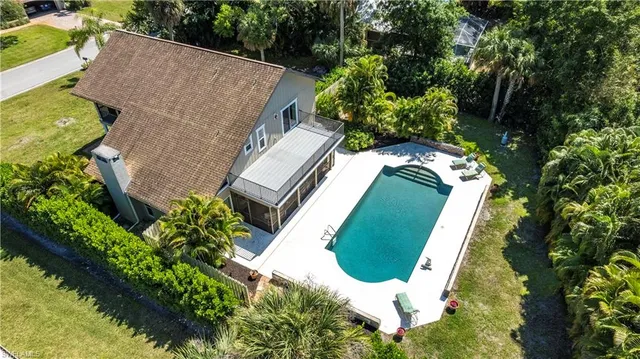 an aerial view of a house