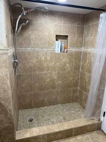 a bathroom with a shower