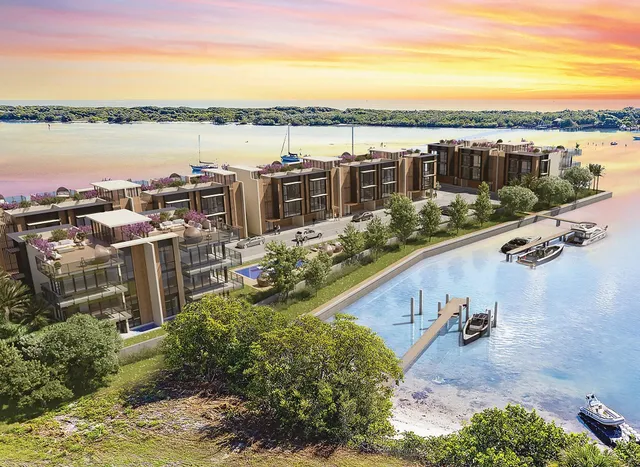 a view of a city with an ocean