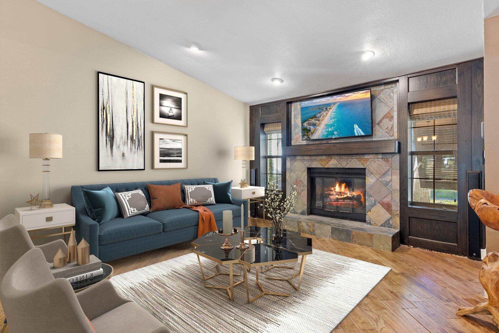 704 Main Street Destin, FL 32541 - Photo 5 of 59 a living room with furniture and a fireplace