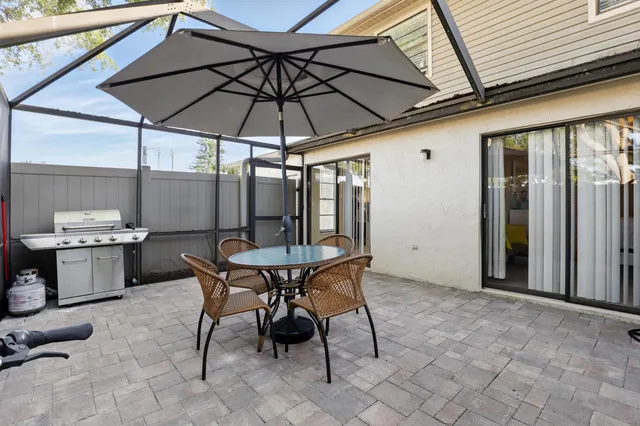 a table and chairs in patio
