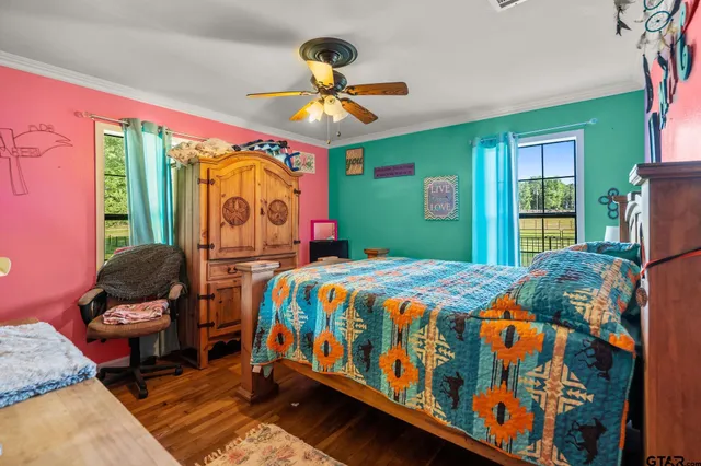 a view of a garden with lawn chairs