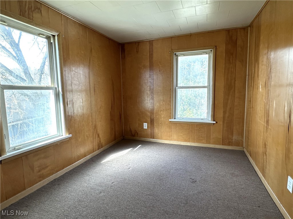 1535 Niles Road Southeast Warren, OH 44484 - Photo 10 of 13 Carpeted spare room with baseboards and wooden walls