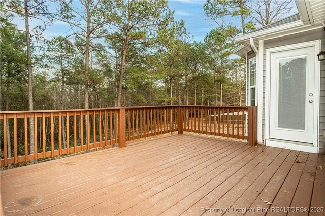 a view of a wooden deck
