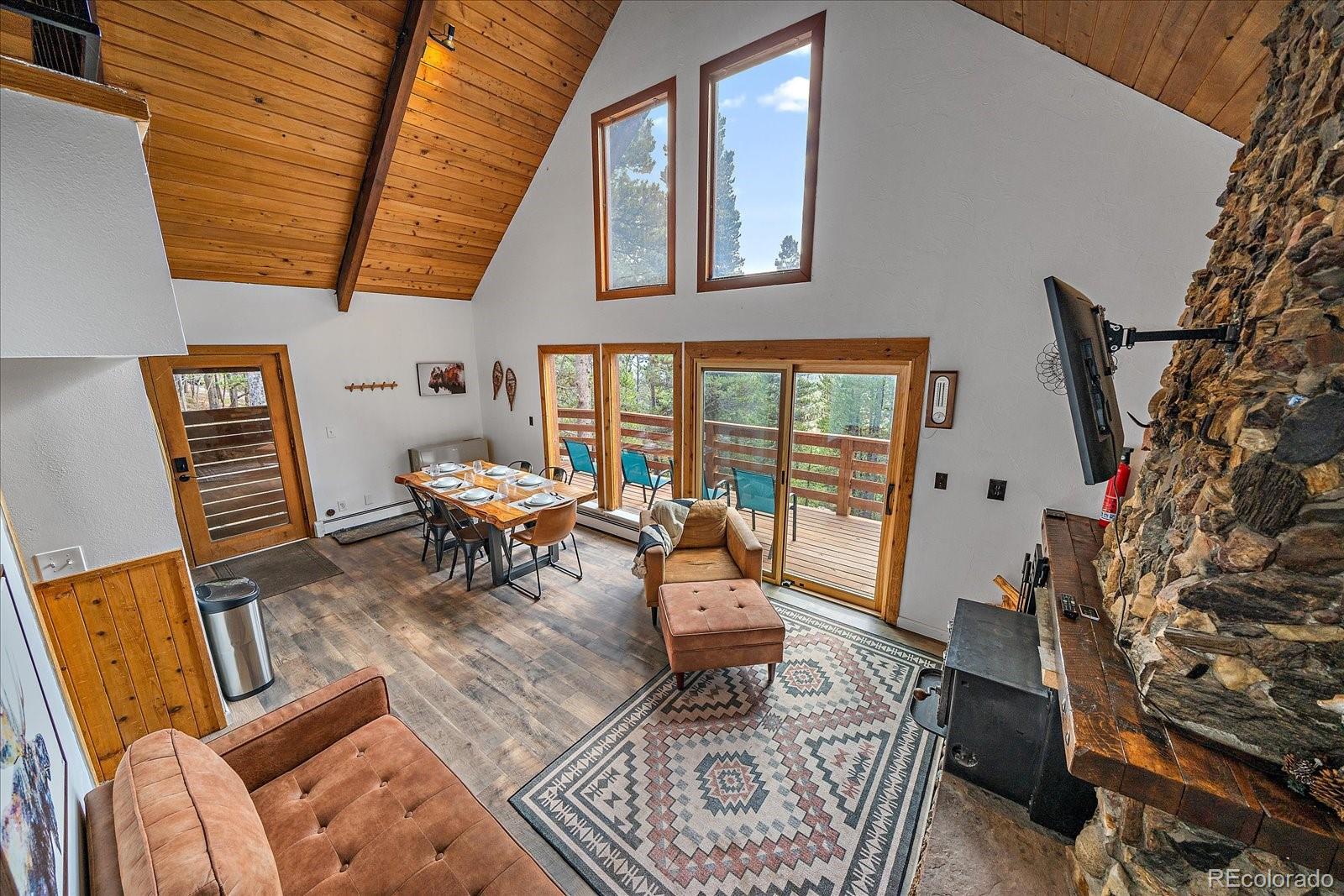 136 Nebraska Drive Idaho Springs, CO 80452 - Photo 16 of 29 a living room with furniture and a fireplace