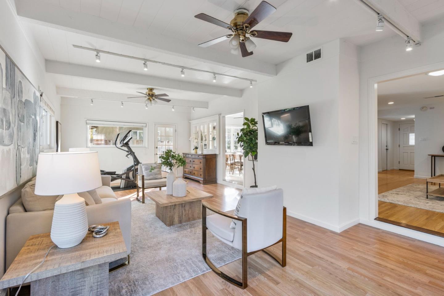 618 Azule Avenue San Jose, CA 95123 - Photo 23 of 48 a living room with furniture a flat screen tv and kitchen view