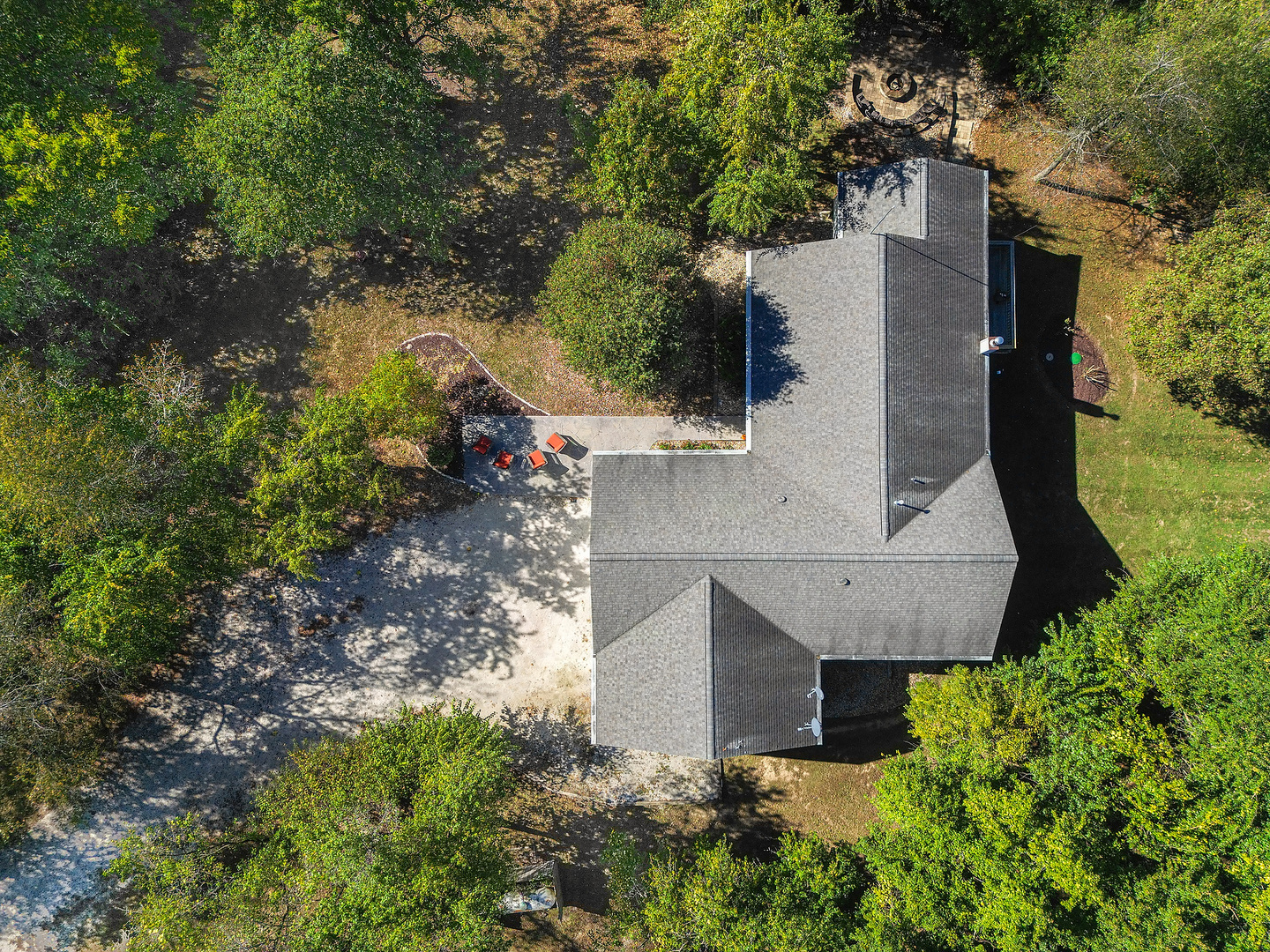 2296 Deer Ridge Court Carlock, IL 61725 - Photo 53 of 59 an aerial view of a house with yard and outdoor seating