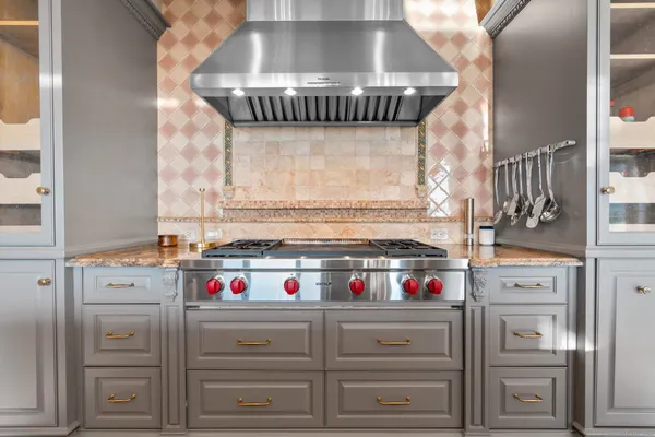 a building outdoor space with seating area