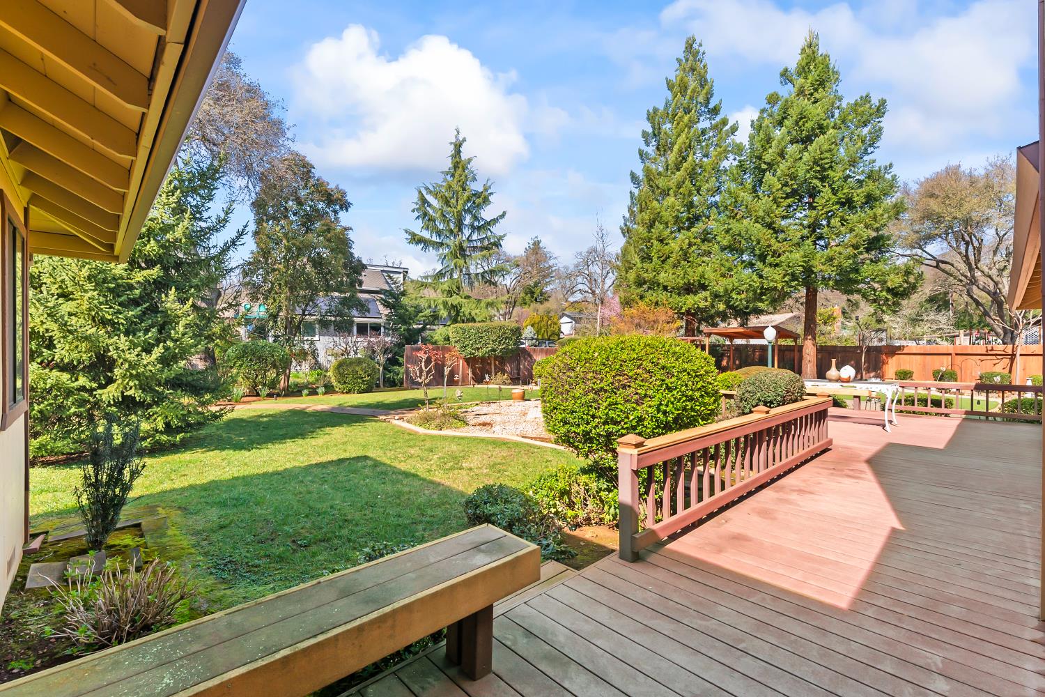 3708 Millbrae Road Cameron Park, CA 95682 - Photo 34 of 48 a view of a wooden deck with a yard
