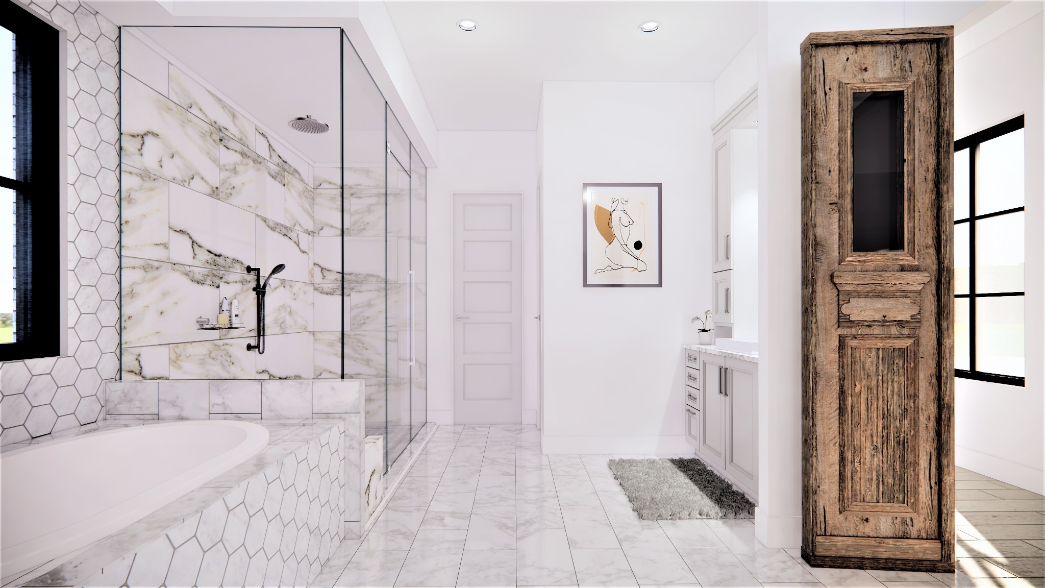 5103 Cornwall Drive Brentwood, TN 37027 - Photo 37 of 50 a bathroom with a granite countertop sink a mirror and shower