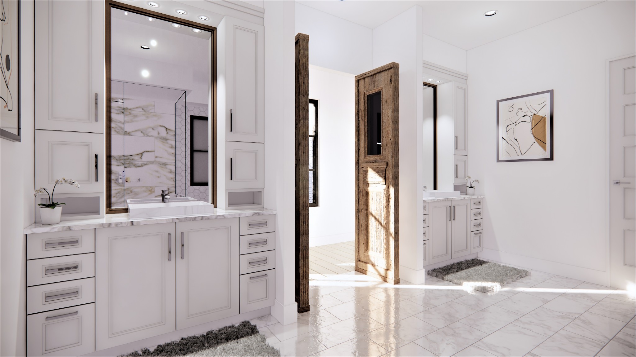 5103 Cornwall Drive Brentwood, TN 37027 - Photo 39 of 50 a bathroom with a double vanity sink a mirror and a shower
