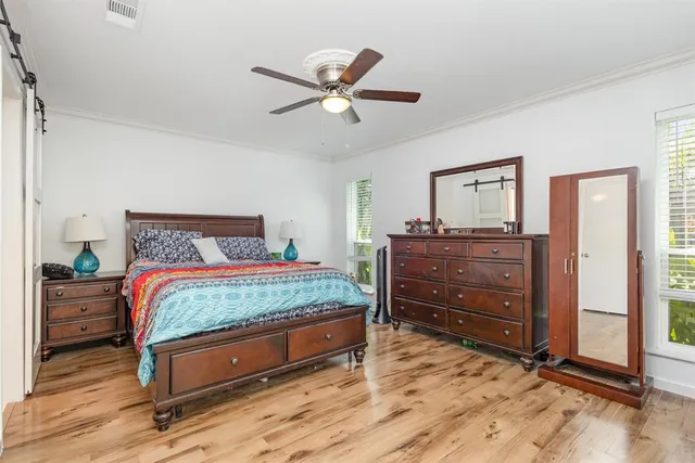 a bedroom with a bed and a dresser