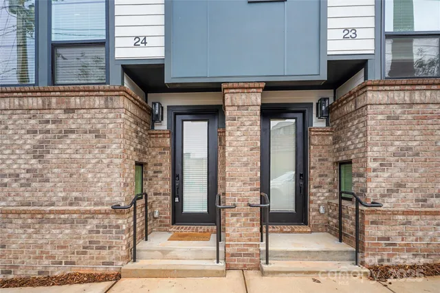 a front view of a building with street