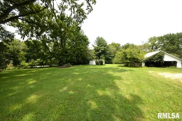 a view of green field with trees in the background