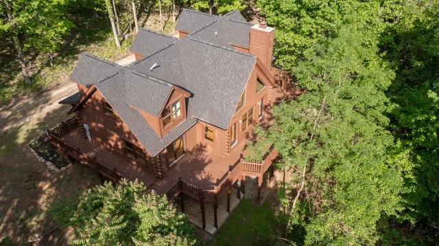 an aerial view of a house
