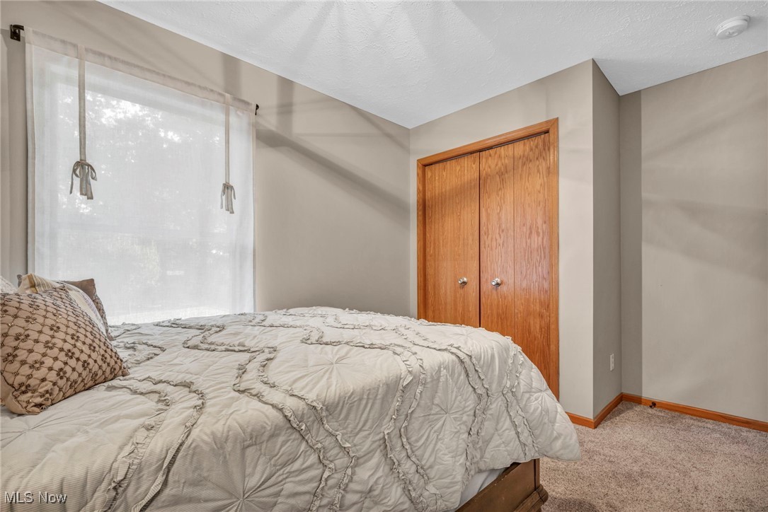 14902 Kneisel Road Vermilion, OH 44089 - Photo 26 of 49 Bedroom featuring a textured ceiling, carpet, and a closet