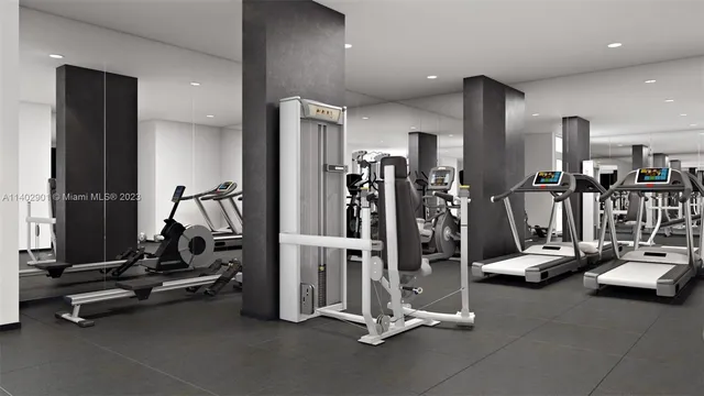 a view of a room with gym equipment