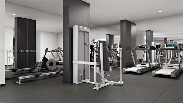 a view of a room with gym equipment