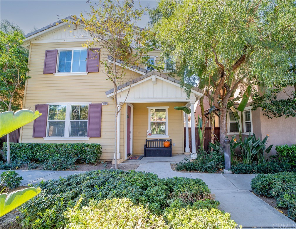 front view of a house with a yard