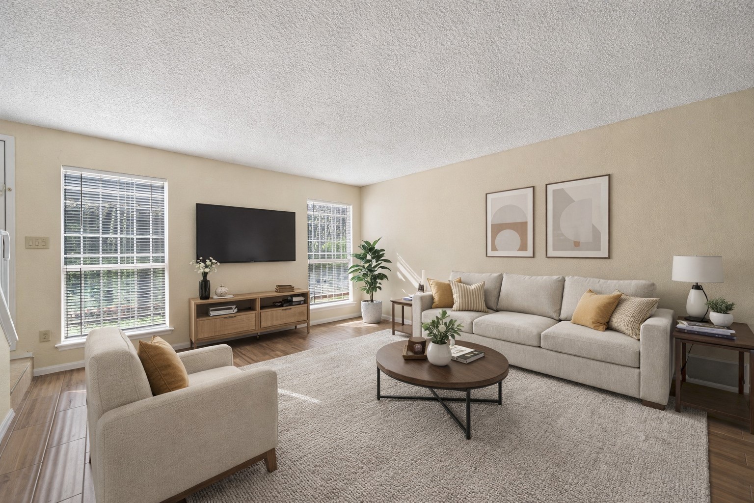 3100 Jeanetta Street, Unit 1004 Houston, TX 77063 - Photo 8 of 42 Another staged perspective emphasizes the tall windows that draw the outdoors in, creating an energized environment for daily living. (Virtually staged)