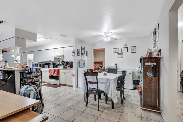 a view of a dining area with furniture