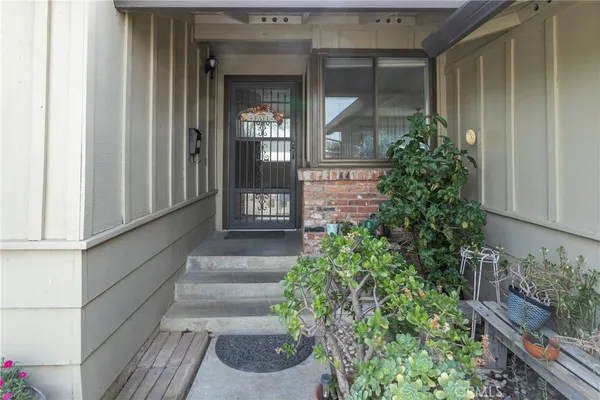 a view of house with potted plants