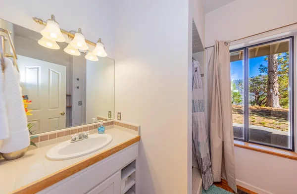 a bathroom with a sink double vanity