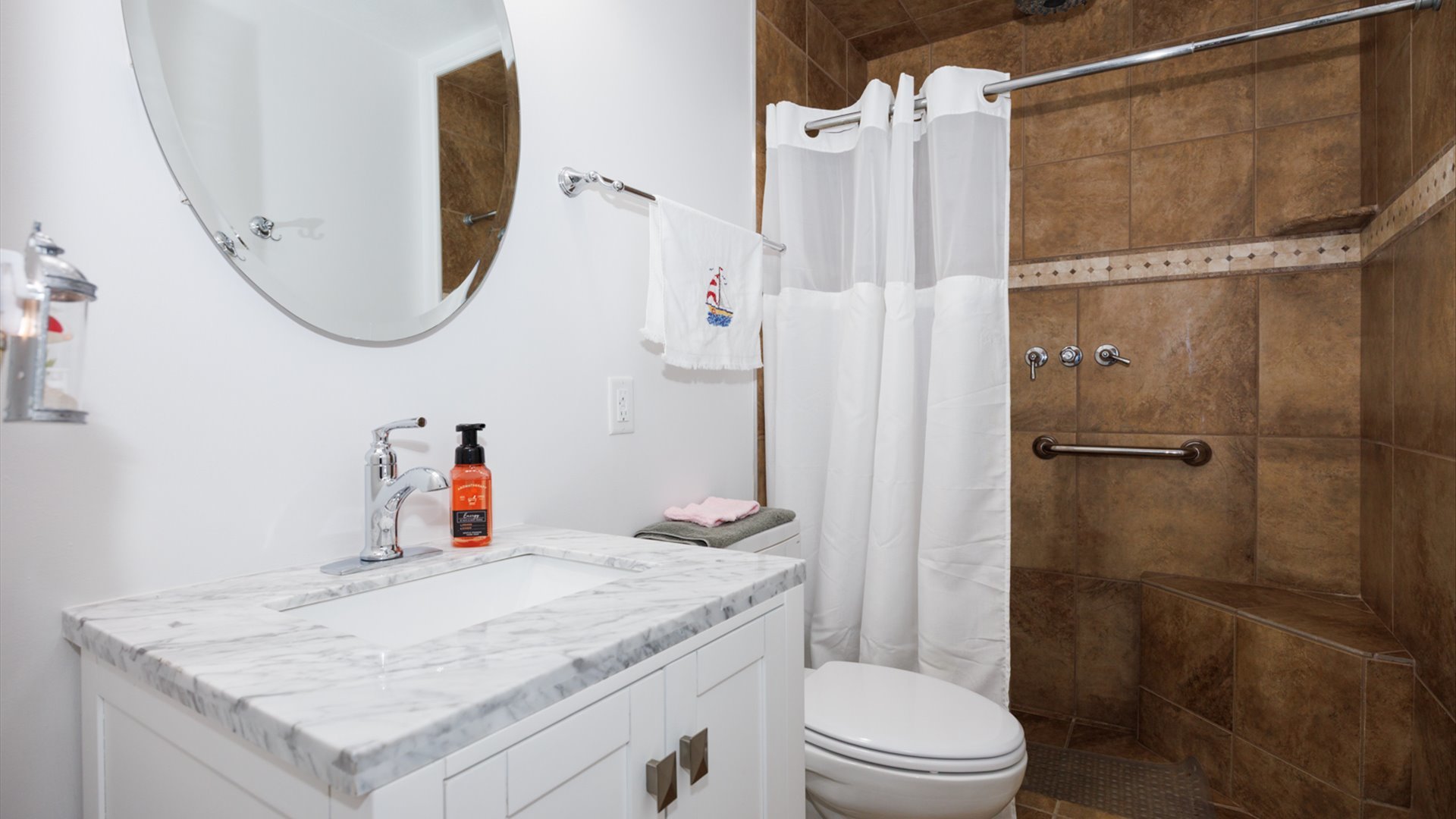 407 Tilden Place Normal, IL 61761 - Photo 17 of 49 a bathroom with a granite countertop sink toilet and shower
