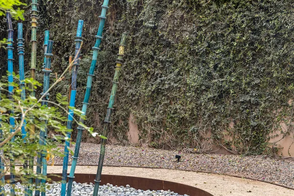 a backyard of a house with lots of trees