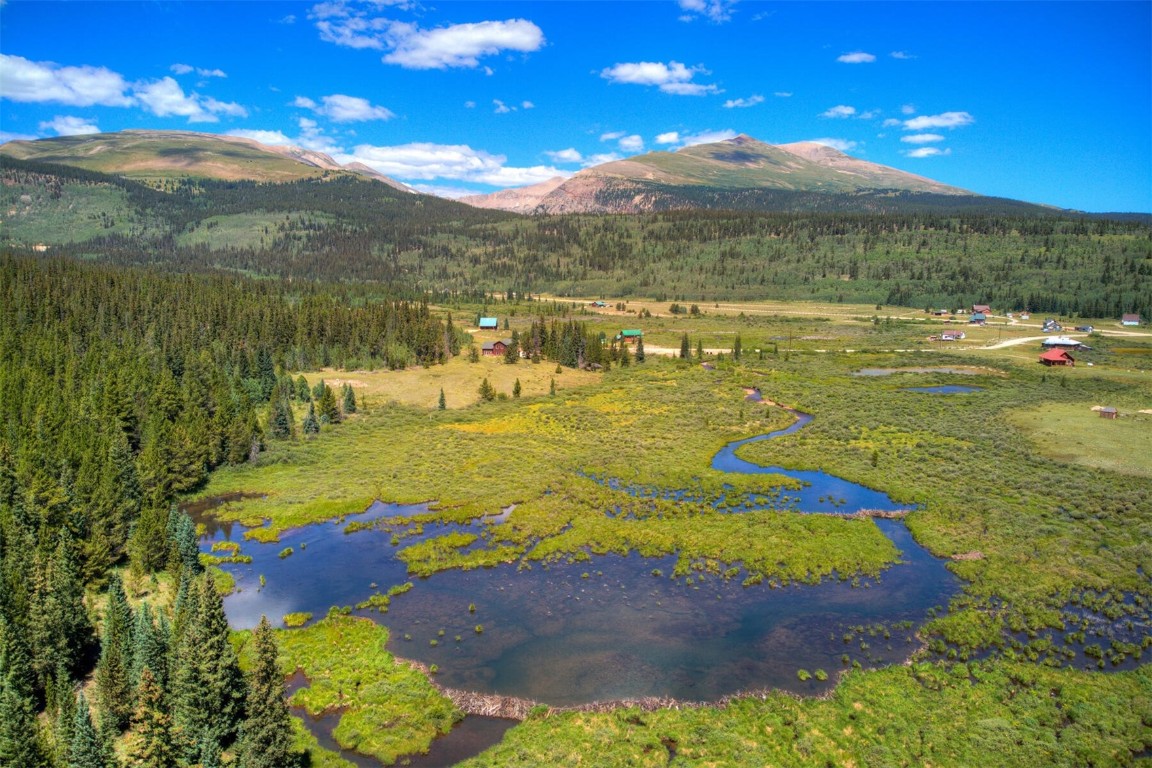 a view of a lake with a mountain