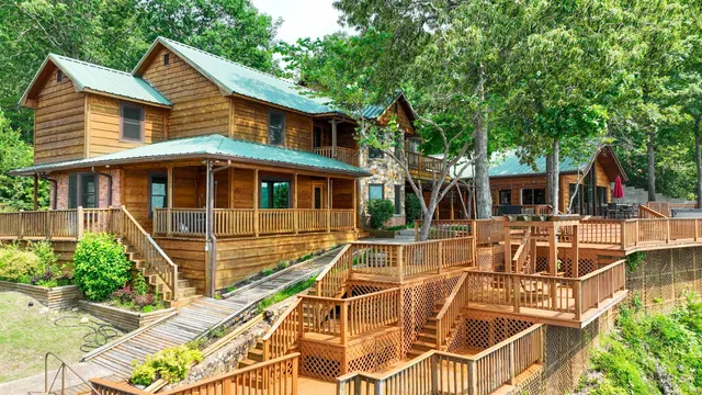 front view of a house with a patio