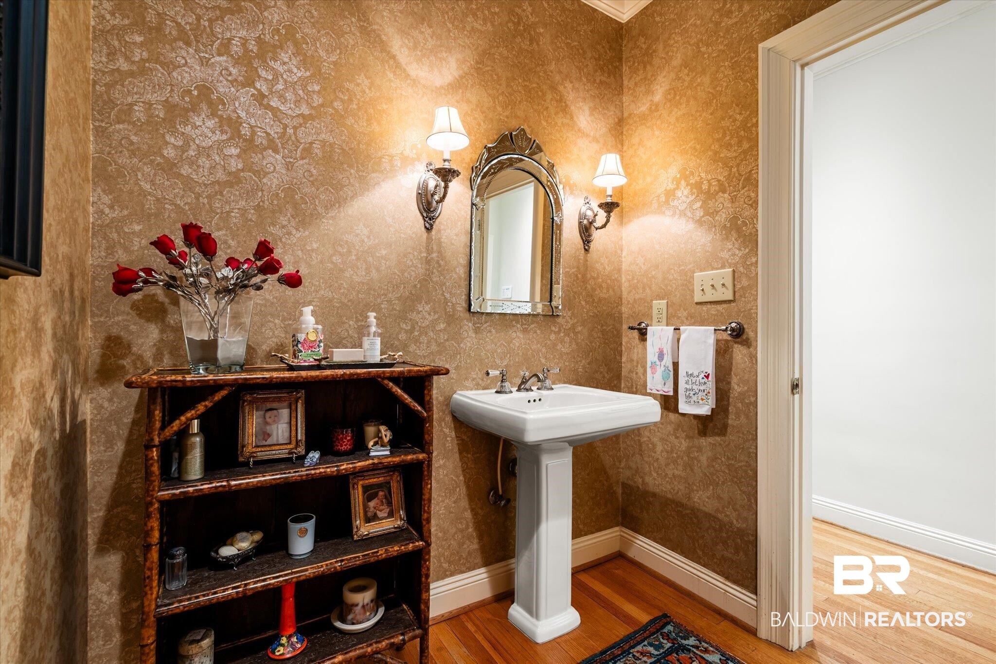 4 Kingsway Mobile, AL 36608 - Photo 29 of 44 Bathroom with wallpapered walls, wood finished floors, and baseboards