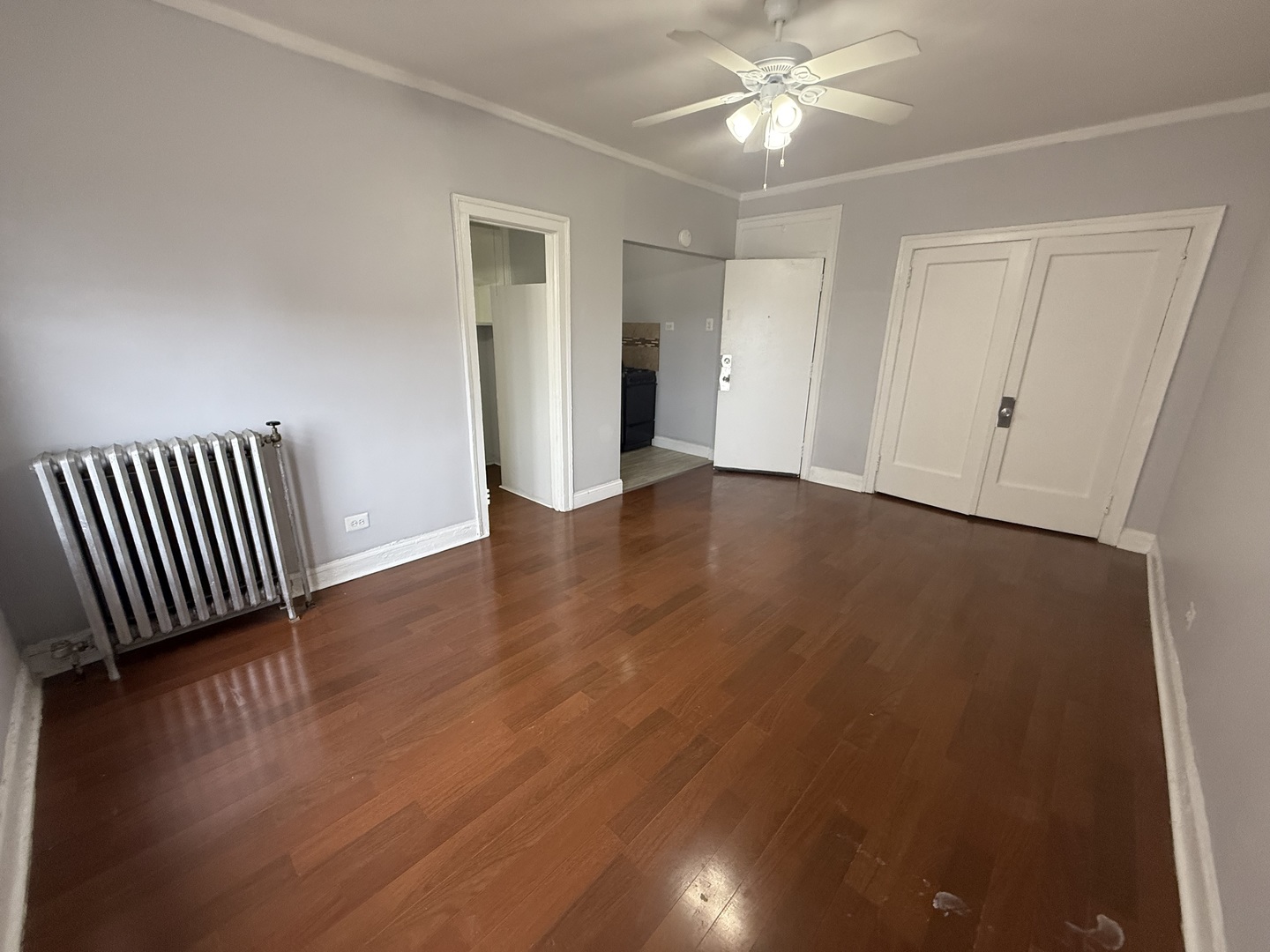 6930 North Greenview Avenue, Unit 509 Chicago, IL 60626 - Photo 4 of 10 an empty room with wooden floor fan and windows