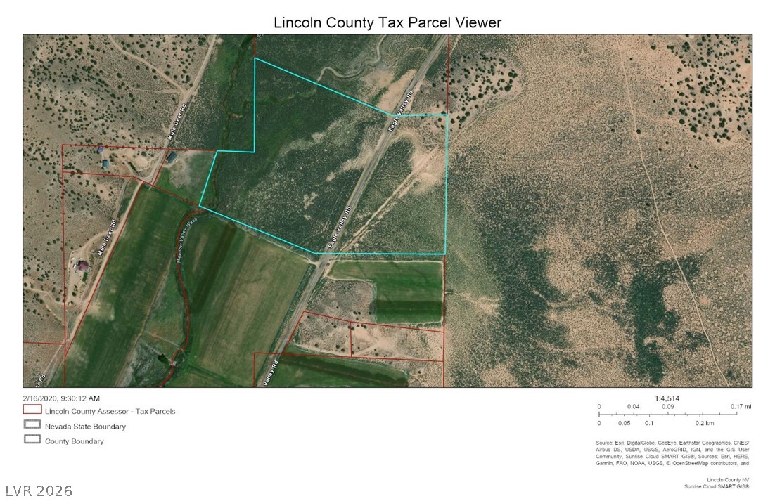 Eagle Valley Road Pioche, NV 89043 - Photo 14 of 15 Aerial map of property and surrounding area featuring property boundaries highlighted