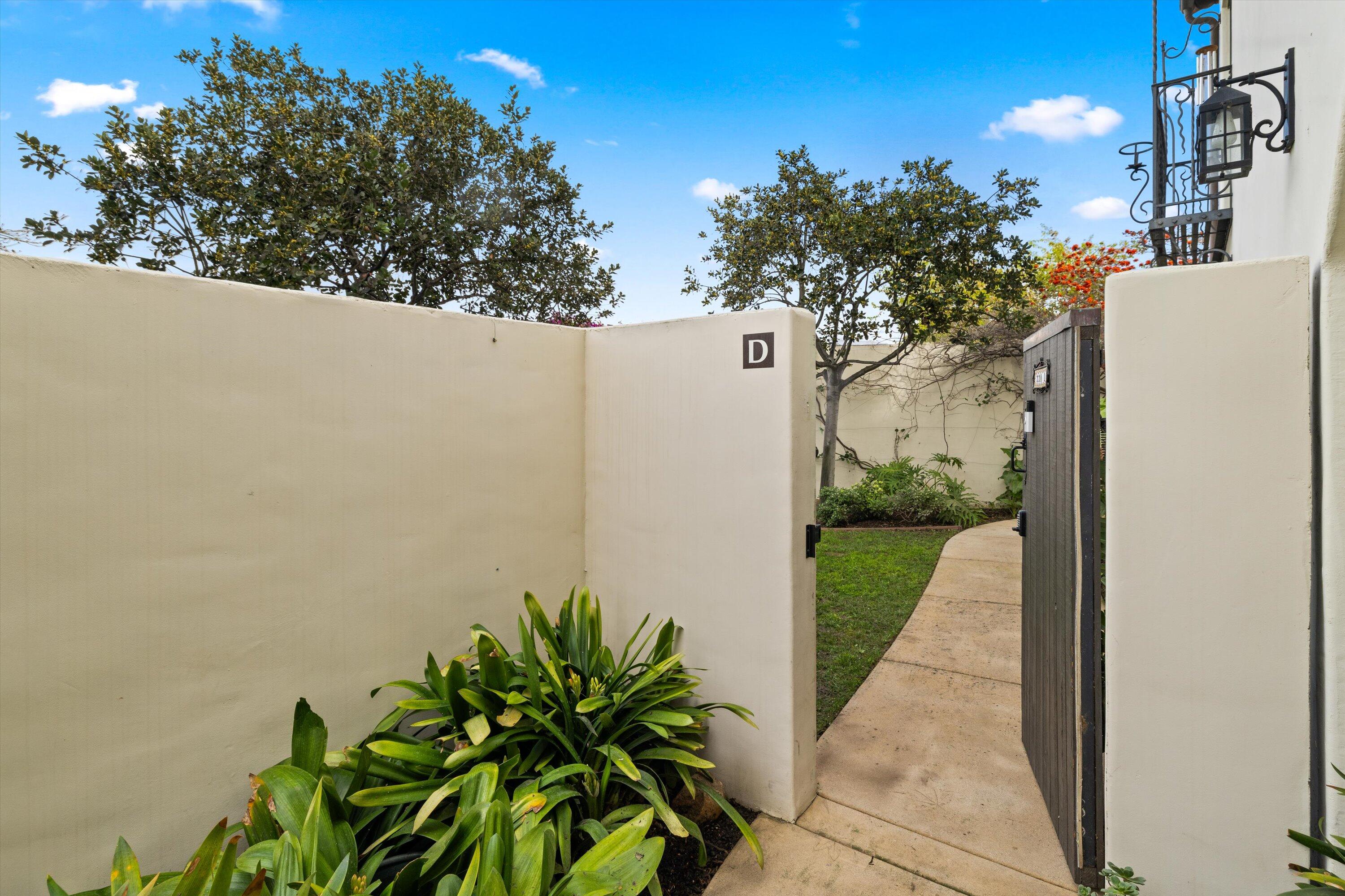 220 Santa Barbara Street, Unit D Santa Barbara, CA 93101 - Photo 13 of 18 gate to private yard
