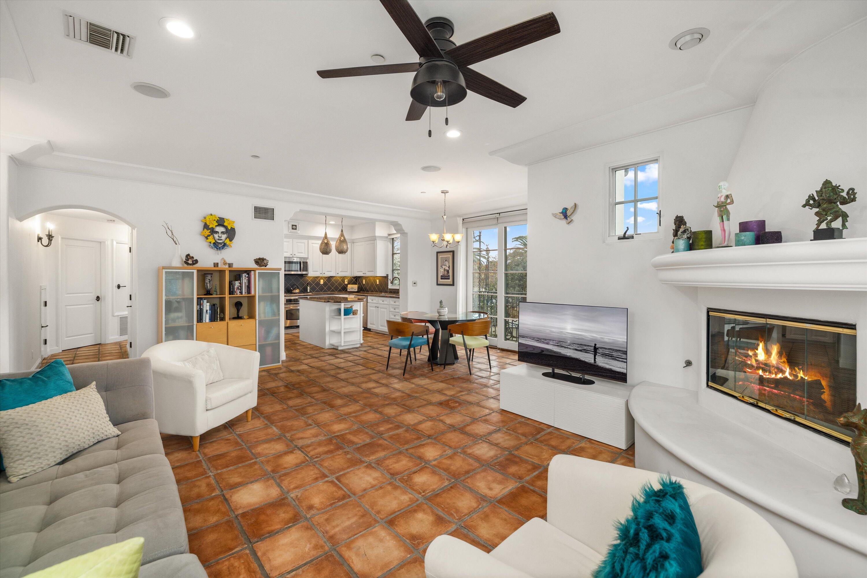 220 Santa Barbara Street, Unit D Santa Barbara, CA 93101 - Photo 5 of 18 living room fireplace