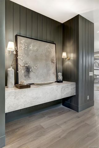 a view of kitchen with wooden floor