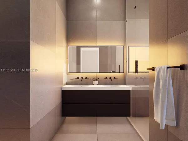 a bathroom with a sink a mirror and a bathtub