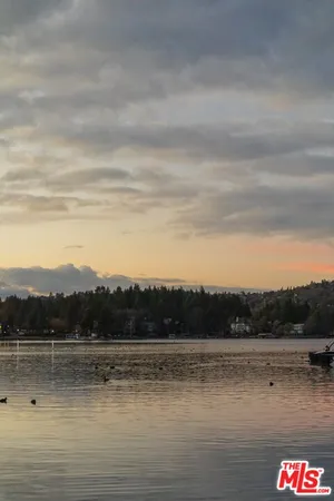 a view of a lake with a mountain in the back