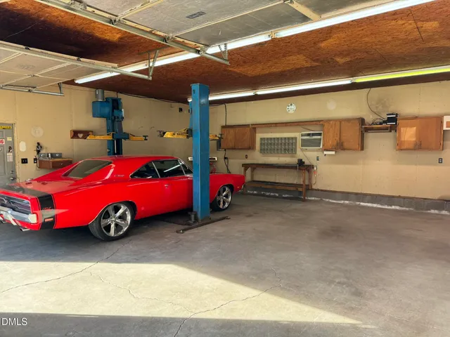 a car is parked in a garage