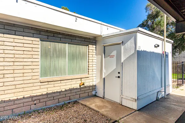 a view of a house with a large window