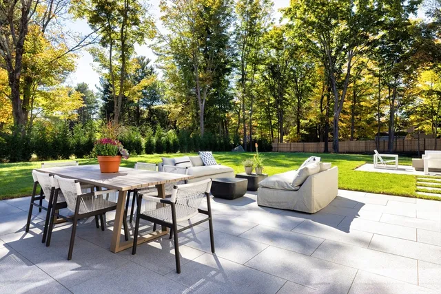 a view of backyard with swimming pool and yard
