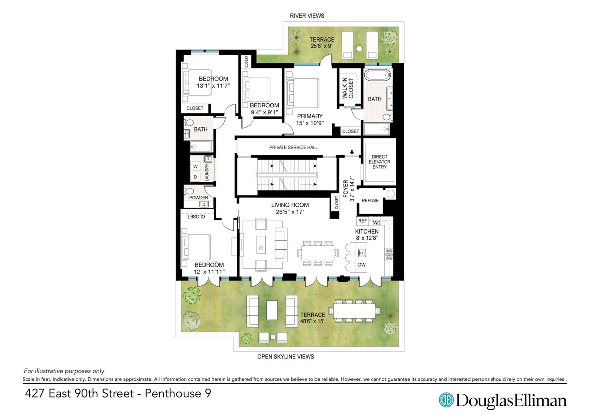 427 East 90th Street, Unit PH9 Manhattan, NY 10128 - Photo 37 of 37 a black and white photo of a picture of a floor