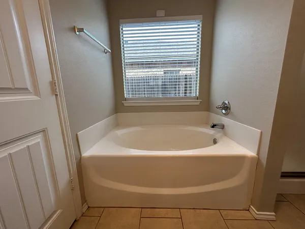 a bathroom with a bathtub